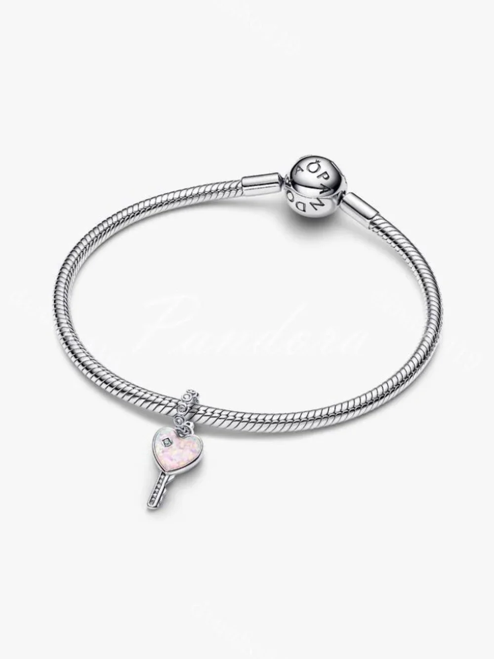 Pandora Opalescent Heart Key Dangle Charm